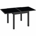 Outsunny Klappbarer Terrassentisch mit Glasplatte, 160x80x75 cm, Esstisch für Garten, Balkon und Terrasse, Schwarz