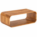 Rustikaler Couchtisch aus massivem Akazienholz mit Ablage, Vintage-Design, 90x50x30 cm