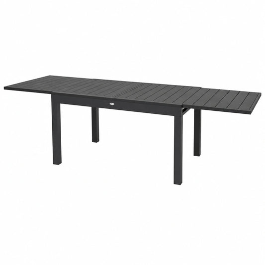 Erweiterbarer Aluminium-Gartentisch Galipo für 6-12 Personen, wetterfest, Holzoptik, verstellbare Beine, Grau