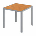 LIFERUN Wetterfester Aluminium-Gartentisch, 75x75cm, Rutschfest, Quadratisch, Grau