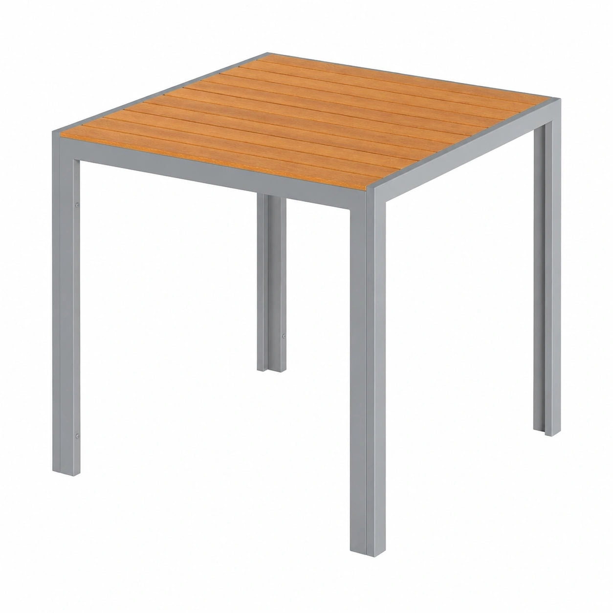 LIFERUN Wetterfester Aluminium-Gartentisch, 75x75cm, Rutschfest, Quadratisch, Grau