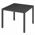 Robuster Gartentisch in Holzoptik mit Aluminiumrahmen, wetterfest, 90x90x74,5cm, ideal für Balkon und Terrasse - Schwarz