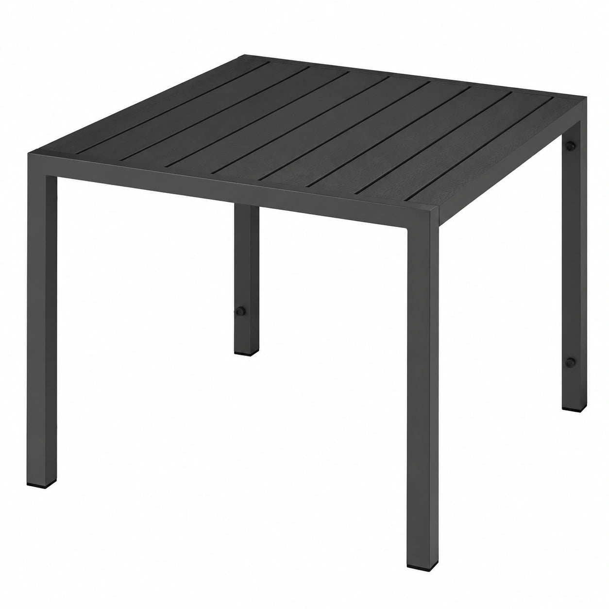 Robuster Gartentisch in Holzoptik mit Aluminiumrahmen, wetterfest, 90x90x74,5cm, ideal für Balkon und Terrasse - Schwarz