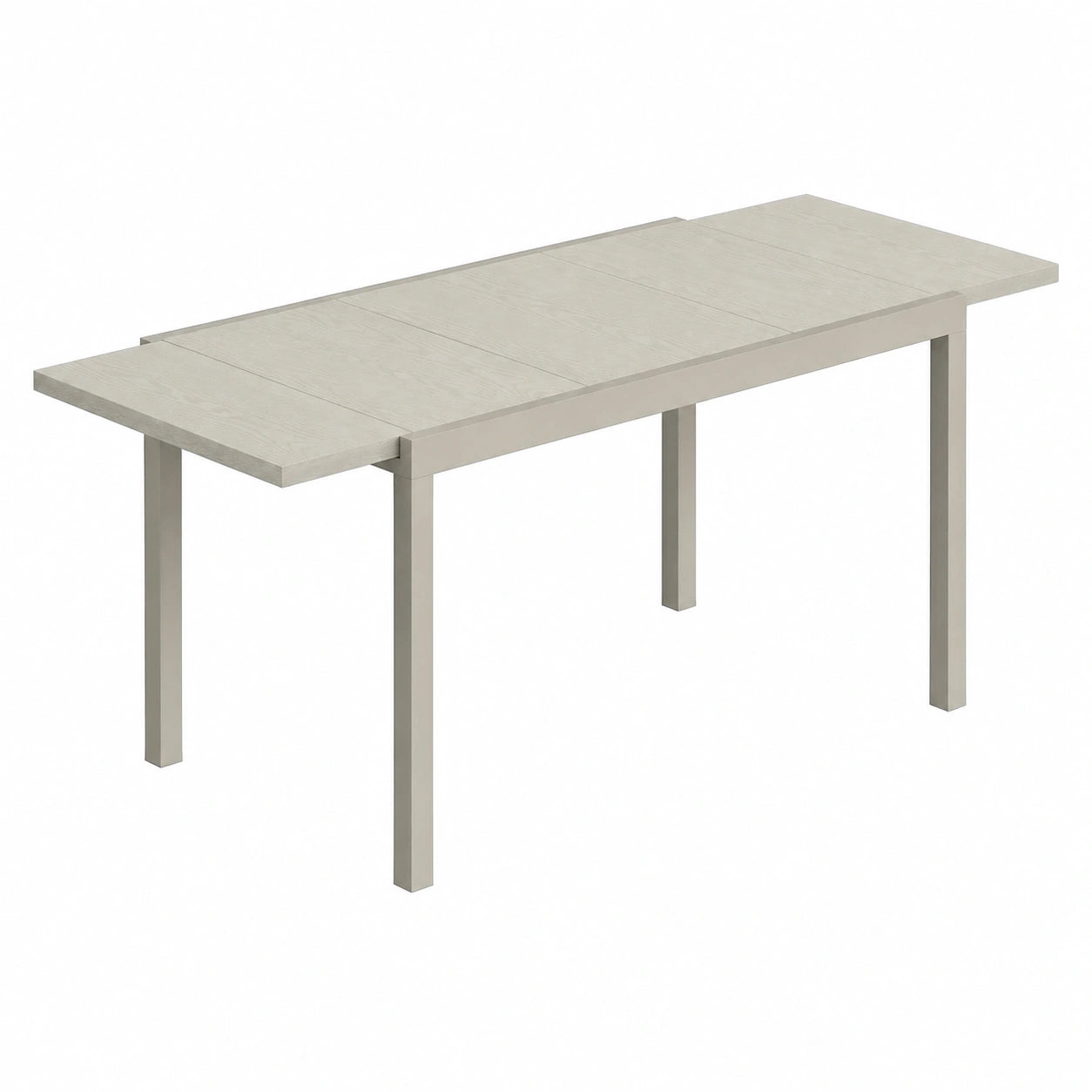 Verlängerbarer Aluminium-Gartentisch für 8-10 Personen, Wetterfest, Holzoptik, Rechteckiger Terrassentisch, Hellgrau