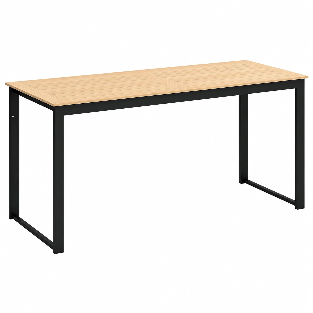 Outsunny Wetterfester Gartentisch für 6 Personen in Holzoptik, 160 x 80 cm, Metallrahmen, Ideal für Balkon, Terrasse und Garten