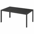 Wetterfester Gartentisch aus Aluminium in Holzoptik, 150x90x74,5 cm, Ideal für Balkon und Terrasse, Schwarz