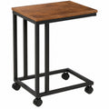 Moderner Rolltisch, Vintage-Holz, Metall, 50x35x61,5cm, Beistelltisch auf Rollen