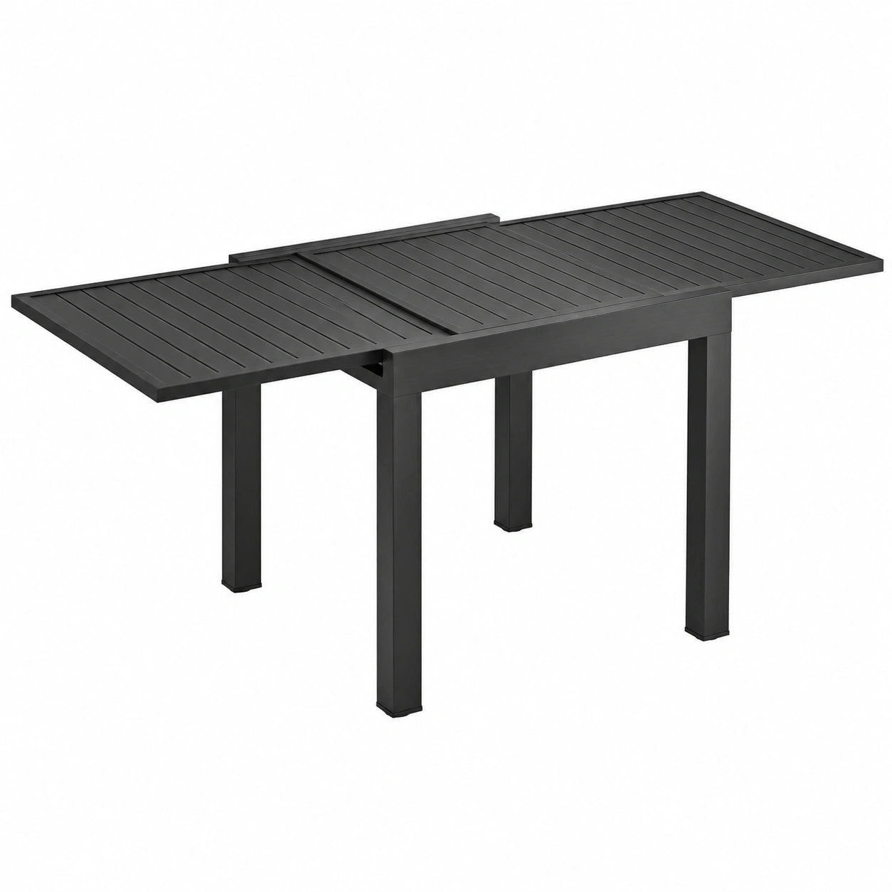 Ausziehbarer Aluminium-Gartentisch für 4-6 Personen, Wetterfeste Tischplatte, Schwarz