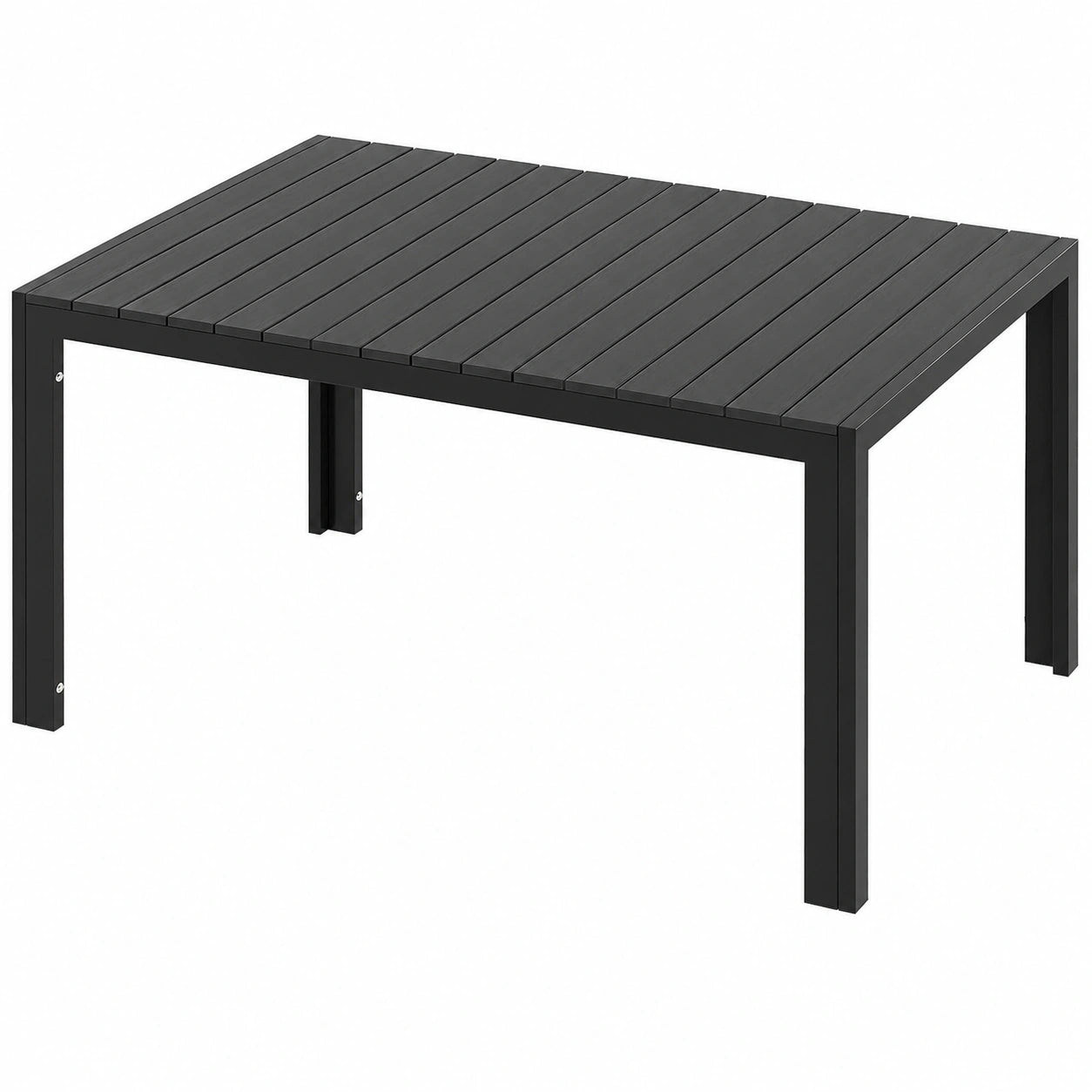 Robuster Gartentisch aus Aluminium mit WPC-Tischplatte, Wetterfest, 140x90x75 cm, Ideal für 6 Personen, Schwarz
