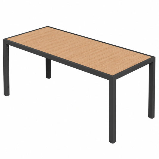 Wetterfester TRIUMPHKEY Gartentisch aus Aluminium, 189x80cm, für 6-8 Personen, Rechteckiger Tisch in Teakoptik