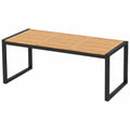 Großer Akazienholztisch mit Schirmloch, 200 x 90 x 75 cm, für 8 Personen, Stabiler Terrassentisch mit Metallrahmen