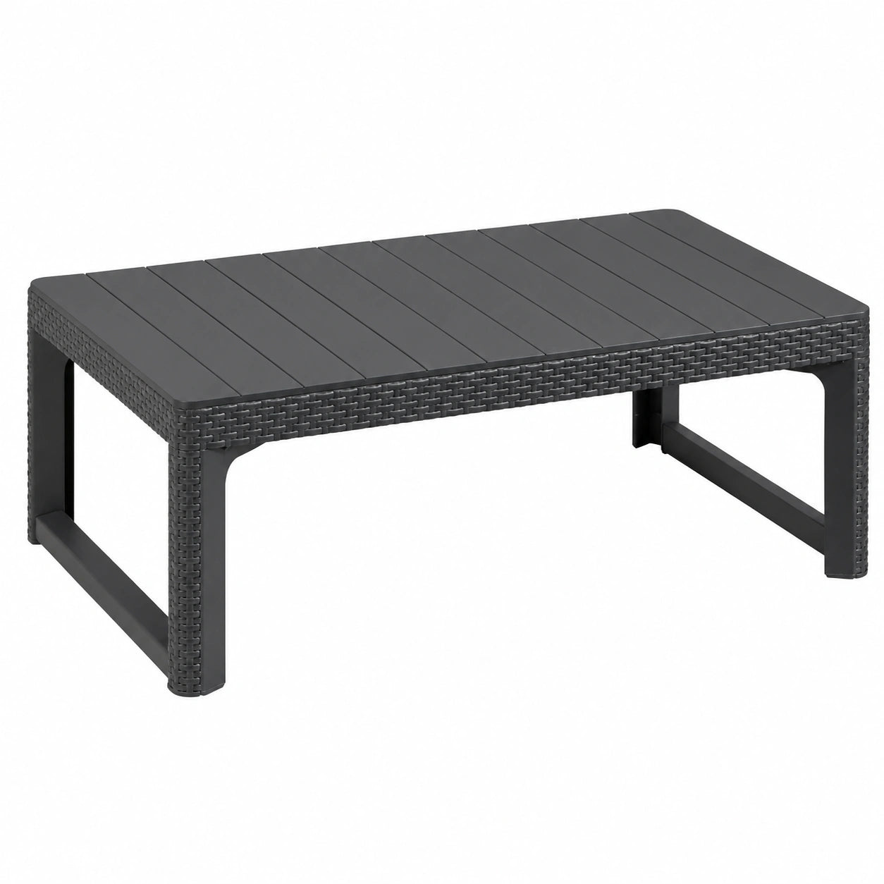 Verstellbarer Allibert Gartentisch Lyon in Graphit, Wetterfester Kunststoff, 116 x 71,5 x 66,5 cm
