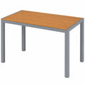 Wetterfester Aluminium Gartentisch 110x70cm, Rutschfester Balkontisch in Teakbraun und Hellgrau