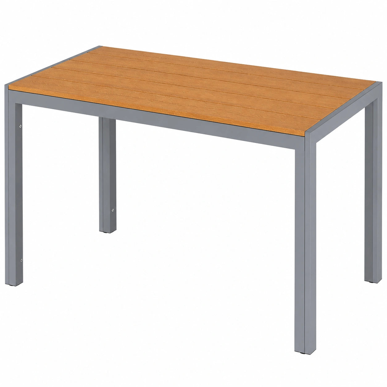 Wetterfester Aluminium Gartentisch 110x70cm, Rutschfester Balkontisch in Teakbraun und Hellgrau