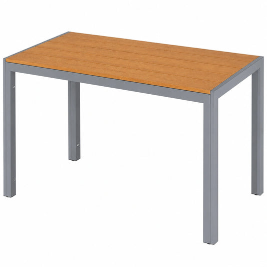 Wetterfester Aluminium Gartentisch 110x70cm, Rutschfester Balkontisch in Teakbraun und Hellgrau