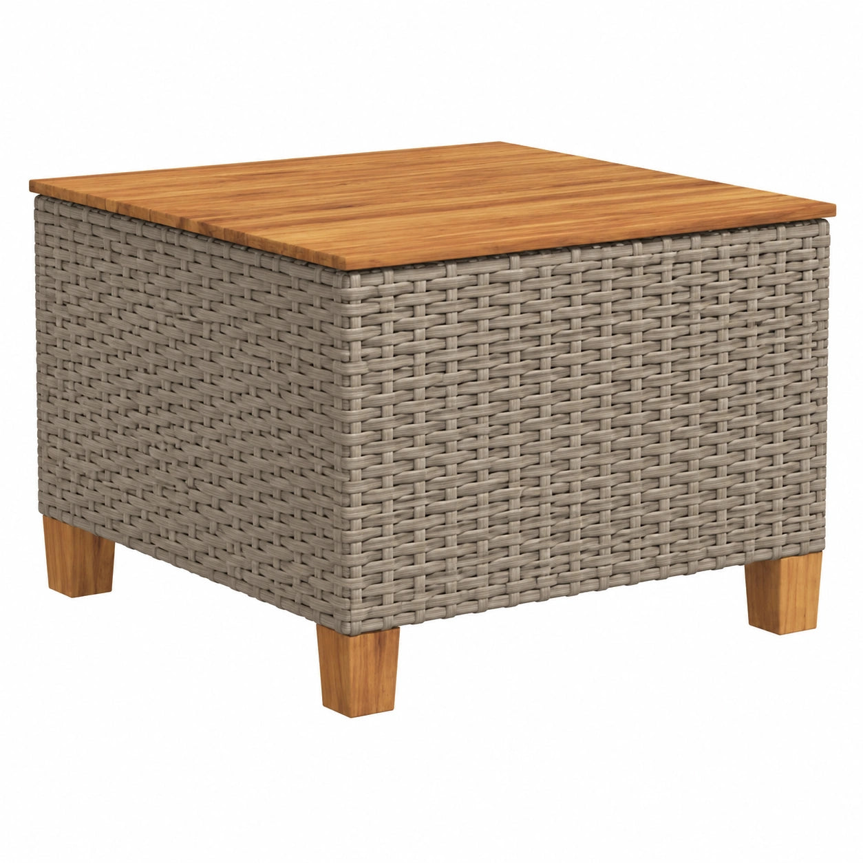 Moderner Gartentisch aus Poly-Rattan und Akazienholz, wetterfest
