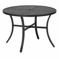 PHI VILLA Runder Gartentisch mit Schirmloch, Wetterfest, 107 cm, für 4 Personen, Outdoor-Esstisch in Schwarz
