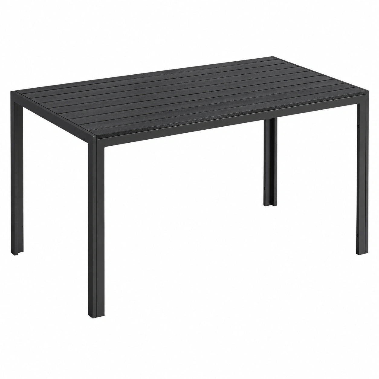 Wetterfester Clevich Gartentisch 110x70cm, Outdoor & Balkon, WPC & Aluminium, Schwarzer Esstisch