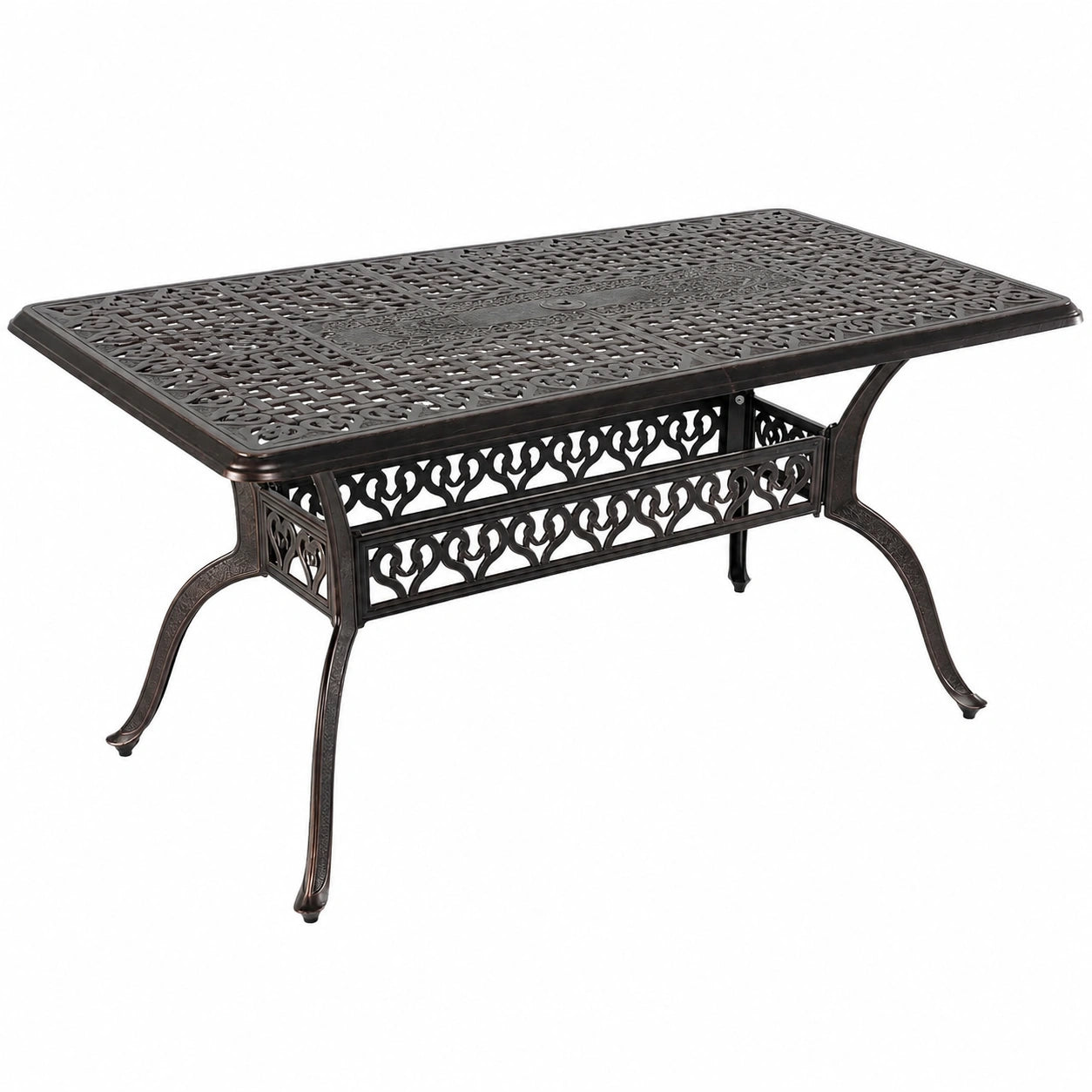 Hochwertiger Aluminium-Gartentisch 150x90 cm mit Sonnenschirmhalter, ideal für Terrasse und Balkon, Platz für 6 Personen