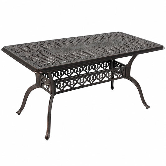 Hochwertiger Aluminium-Gartentisch 150x90 cm mit Sonnenschirmhalter, ideal für Terrasse und Balkon, Platz für 6 Personen