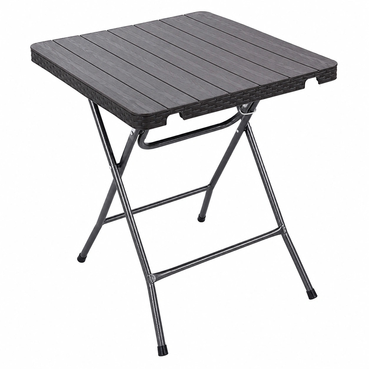 Kompakter klappbarer Spetebo Gartentisch in Holzoptik - Schwarz - 60x60 cm für Terrasse und Balkon