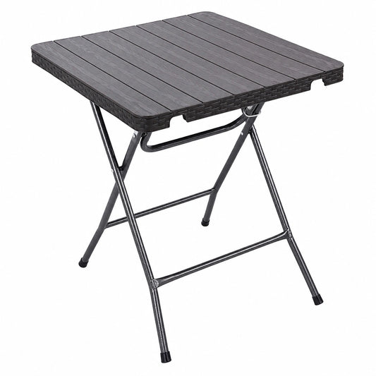 Kompakter klappbarer Spetebo Gartentisch in Holzoptik - Schwarz - 60x60 cm für Terrasse und Balkon