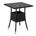 Wetterfester Polyrattan Balkontisch Yoro mit Glasplatte, 60x60 cm, schwarz