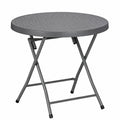 Relaxdays Klappbarer Gartentisch, Rund, Ø 80 cm, Grau
