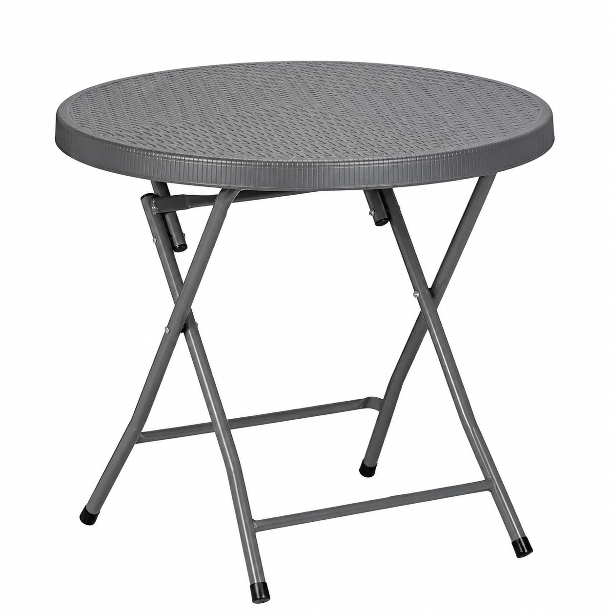 Relaxdays Klappbarer Gartentisch, Rund, Ø 80 cm, Grau