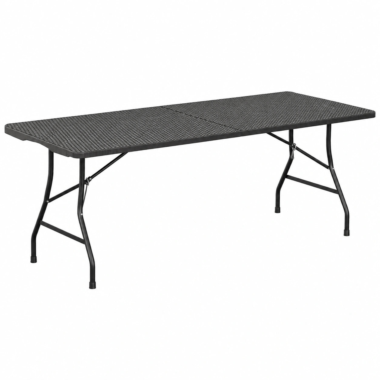 Zusammenklappbarer Gartentisch aus Polyrattan – Wetterfester Outdoor-Klapptisch für Partys und Camping in Schwarz