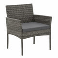 Rattan Gartenmöbel Set mit Polstern, wetterfest, für Balkon und Terrasse - Grau