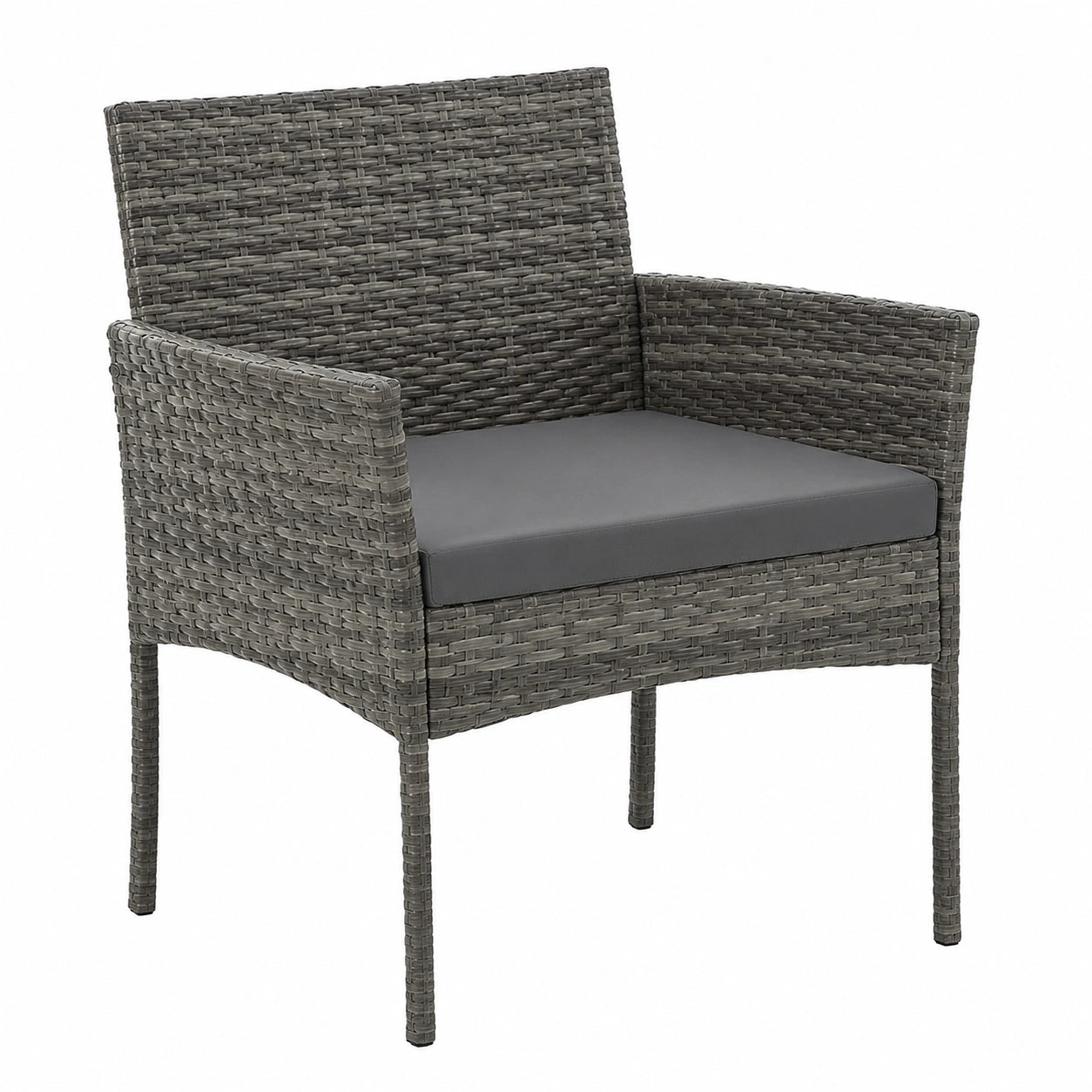 Rattan Gartenmöbel Set mit Polstern, wetterfest, für Balkon und Terrasse - Grau