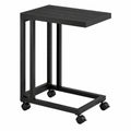 Outdoor Beistelltisch auf Rollen, Metall & WPC, 66cm Höhe, Schwarz